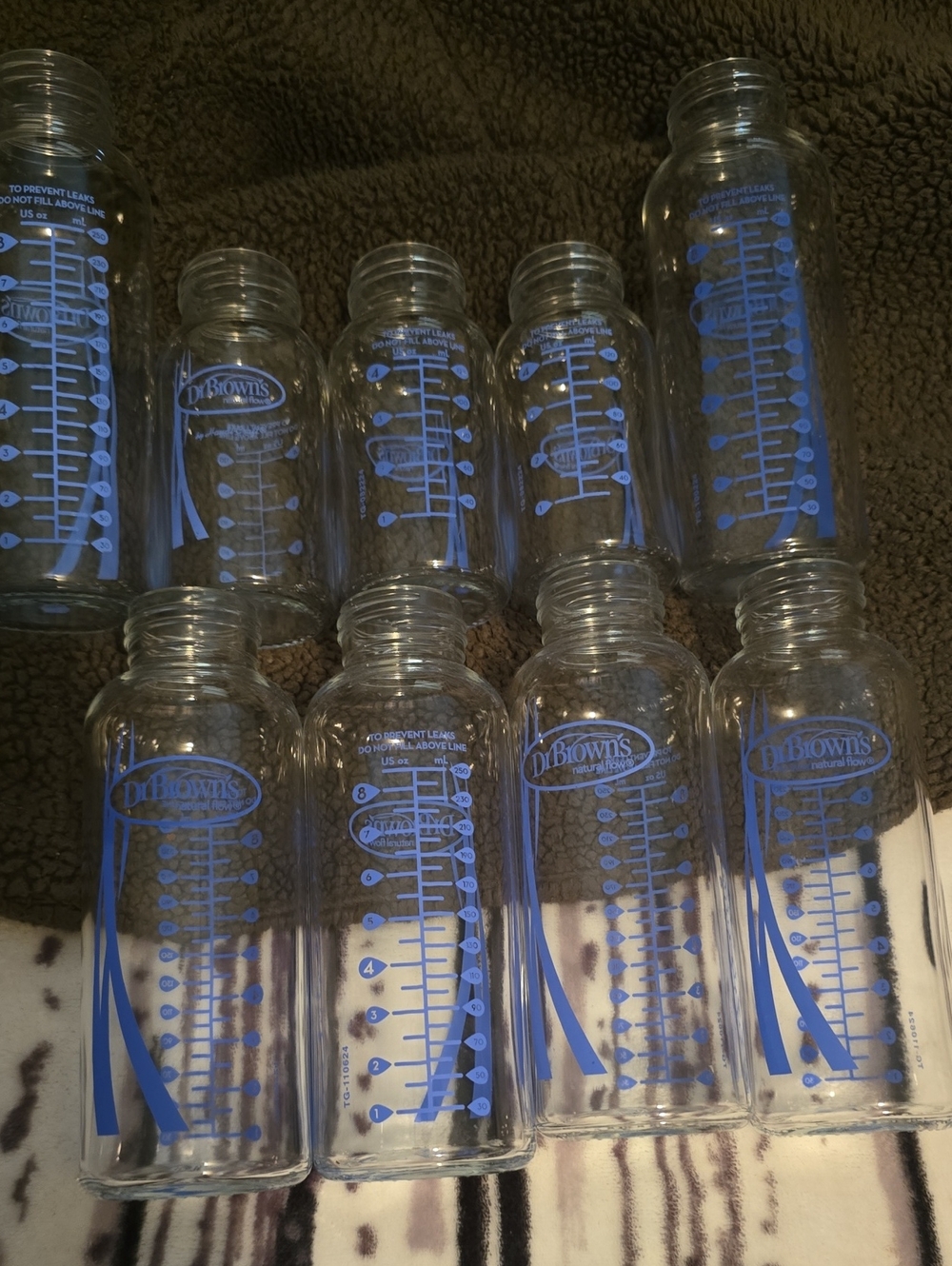 Dr Brown's Glass Baby Bottles with Blue Scale - Set of 9